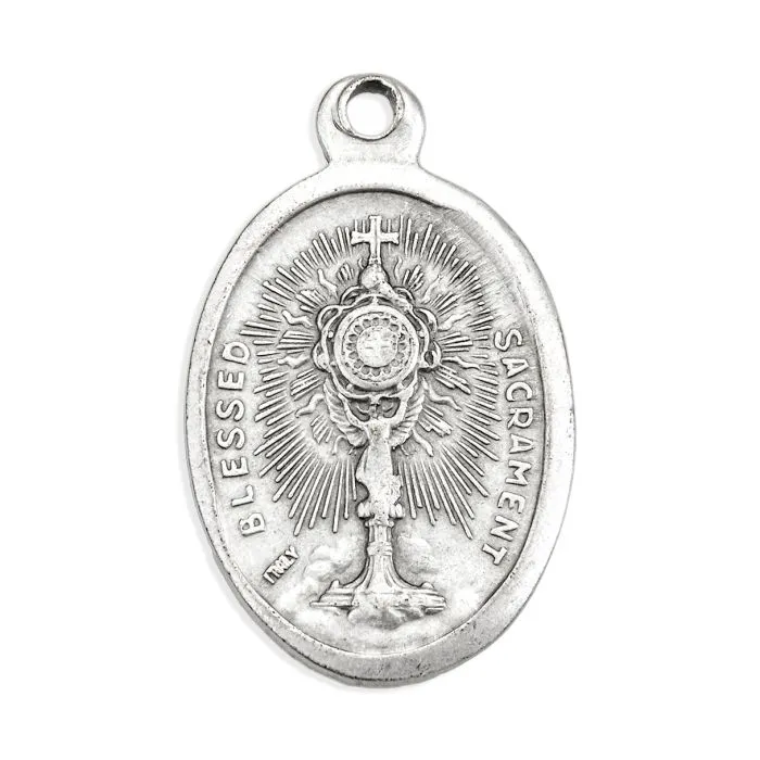 1 Oval Oxidized Blessed Sacrament Saint Charles Borromeo Medal