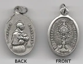 1 Oval Oxidized Blessed Sacrament Saint Charles Borromeo Medal