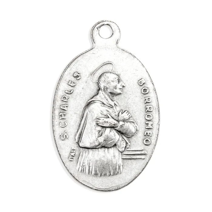 1 Oval Oxidized Blessed Sacrament Saint Charles Borromeo Medal