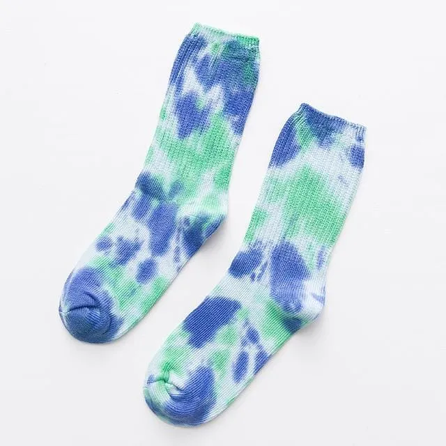 2020 Cotton Skate Socks Men Women Sock Knee-high Funny Cycling Running Hiking Tie Dye Sox Harajuku Hip Hop Happy Socks