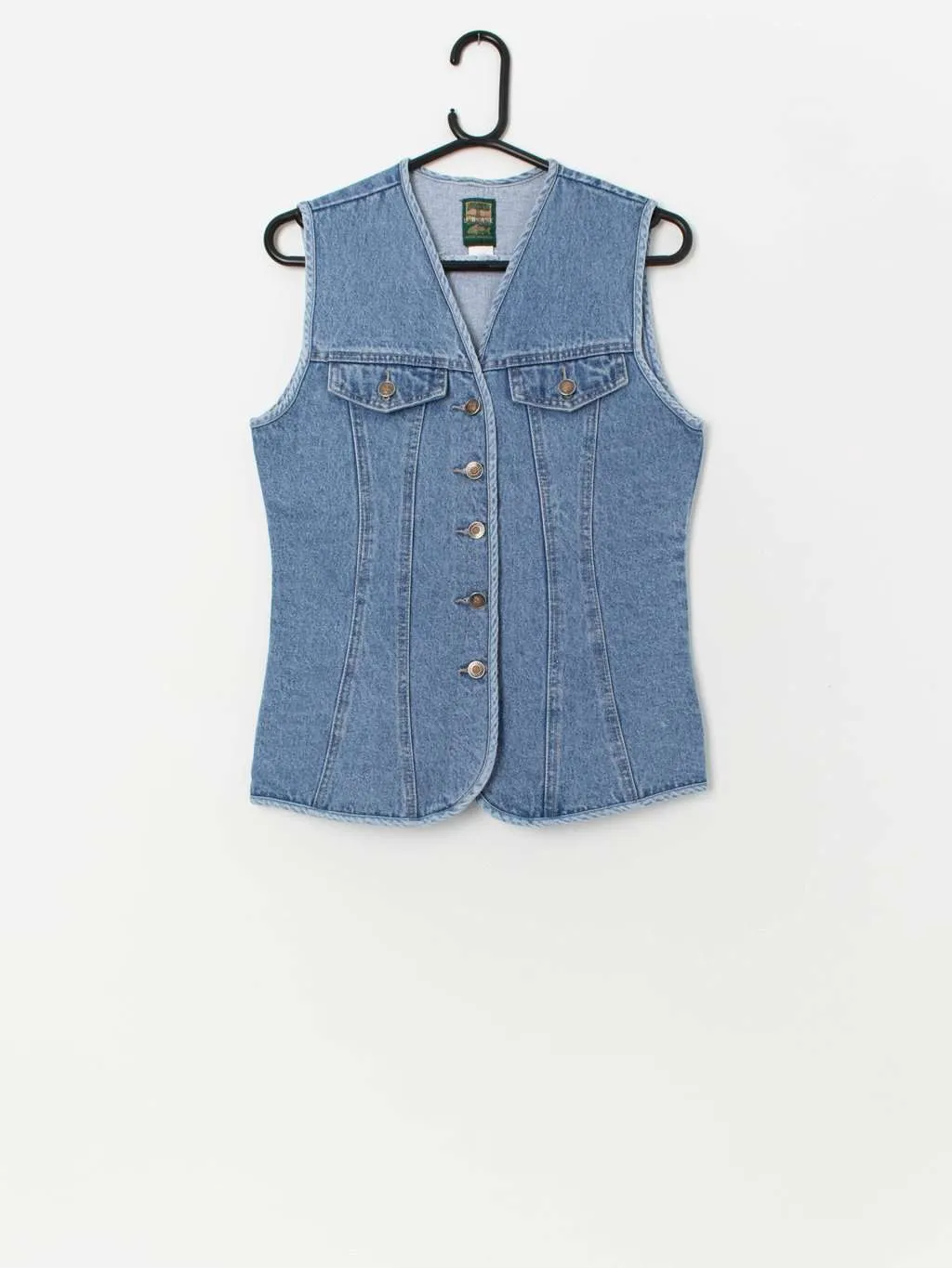 90s vintage denim vest in light blue – Small / Medium