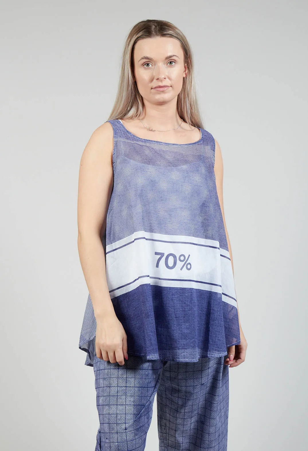 A-Line Cotton Vest Top in Azur Print