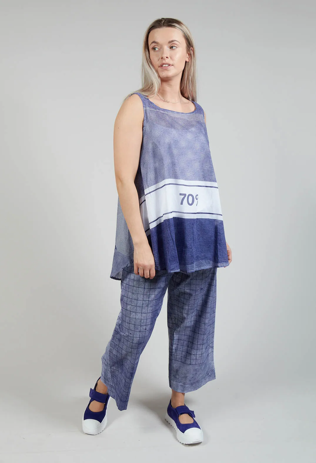 A-Line Cotton Vest Top in Azur Print