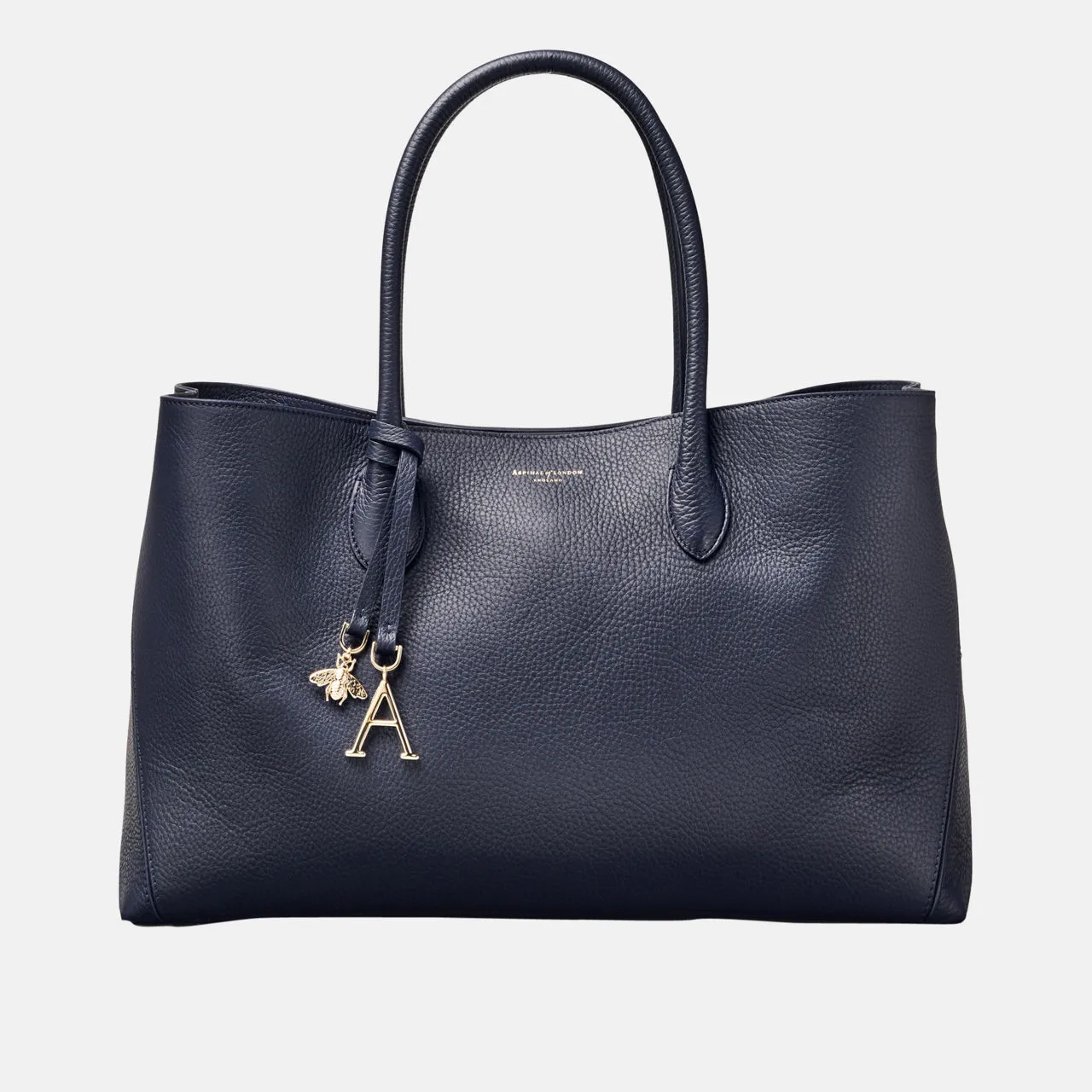 ASPINAL OF LONDON ONLINE EXCLUSIVE London Grained Leather Tote Bag - Navy