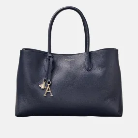 ASPINAL OF LONDON ONLINE EXCLUSIVE London Grained Leather Tote Bag - Navy