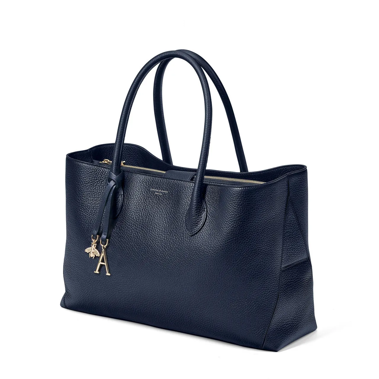 ASPINAL OF LONDON ONLINE EXCLUSIVE London Grained Leather Tote Bag - Navy