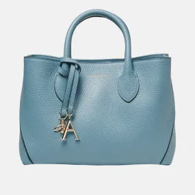 ASPINAL OF LONDON ONLINE EXCLUSIVE London Midi Grained Leather Tote Bag - Cornflower