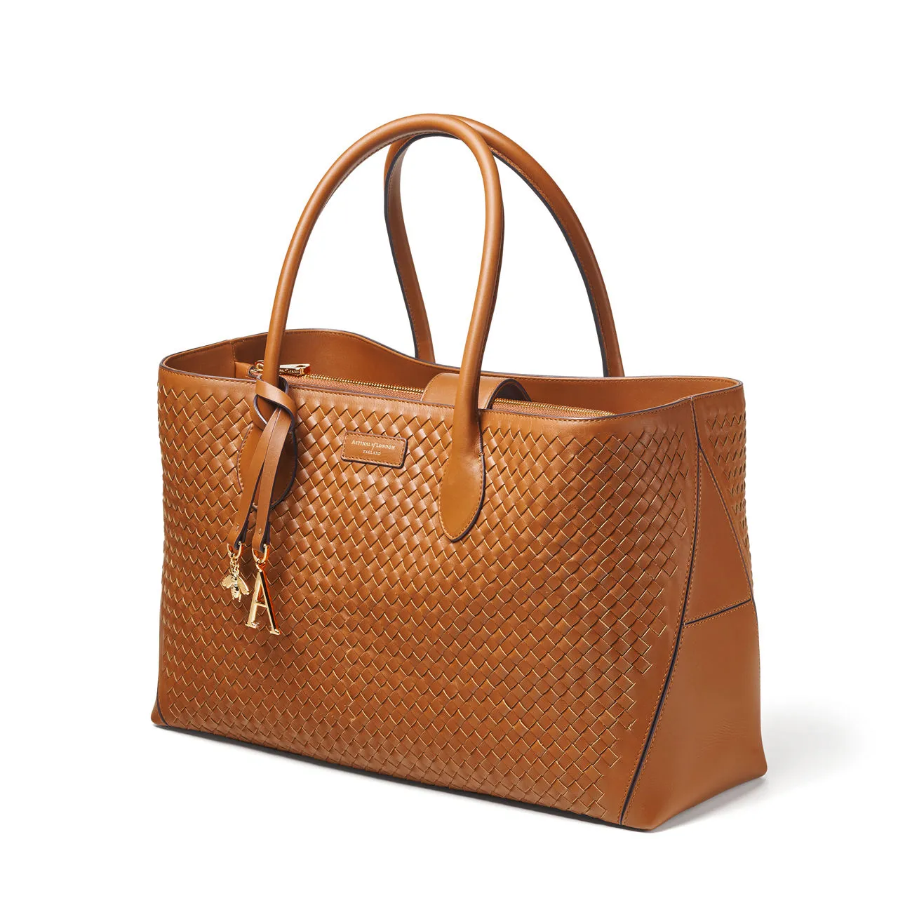 ASPINAL OF LONDON ONLINE EXCLUSIVE London Woven Leather Tote Bag - Tan