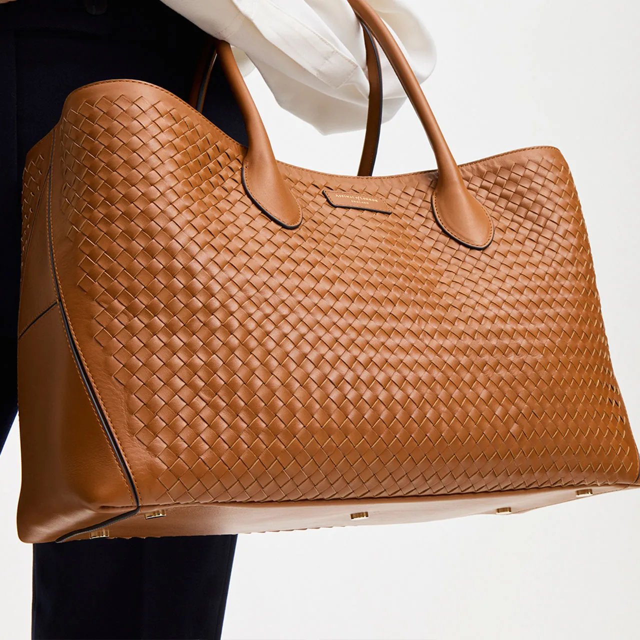 ASPINAL OF LONDON ONLINE EXCLUSIVE London Woven Leather Tote Bag - Tan