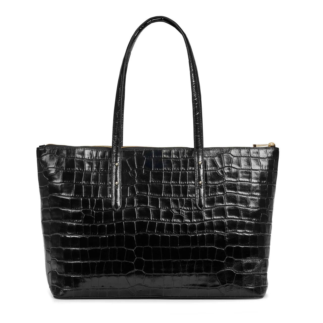 ASPINAL OF LONDON ONLINE EXCLUSIVE Regent Patent-Croc Tote Bag - Black