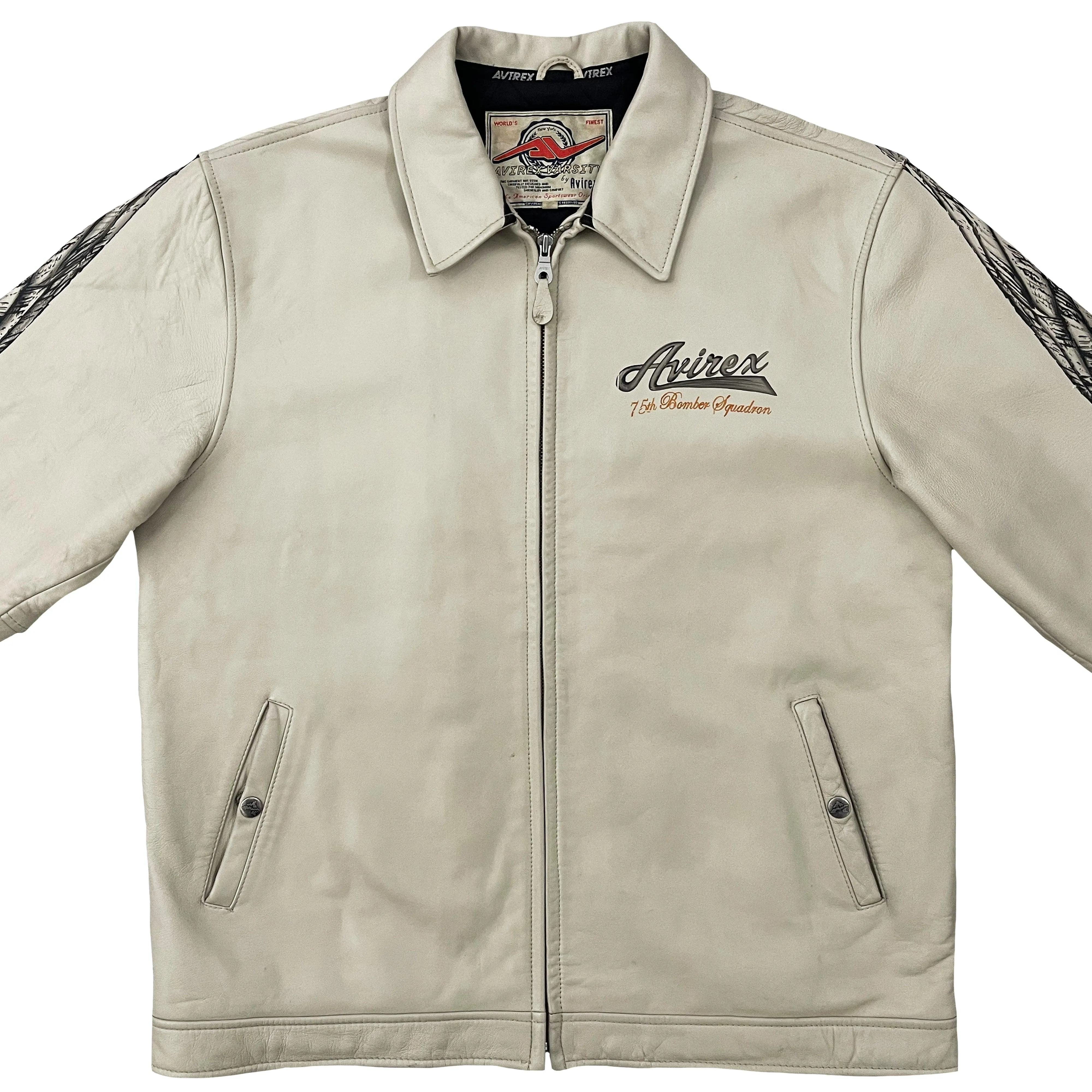 Avirex Leather Angel Wing Painted Jacket