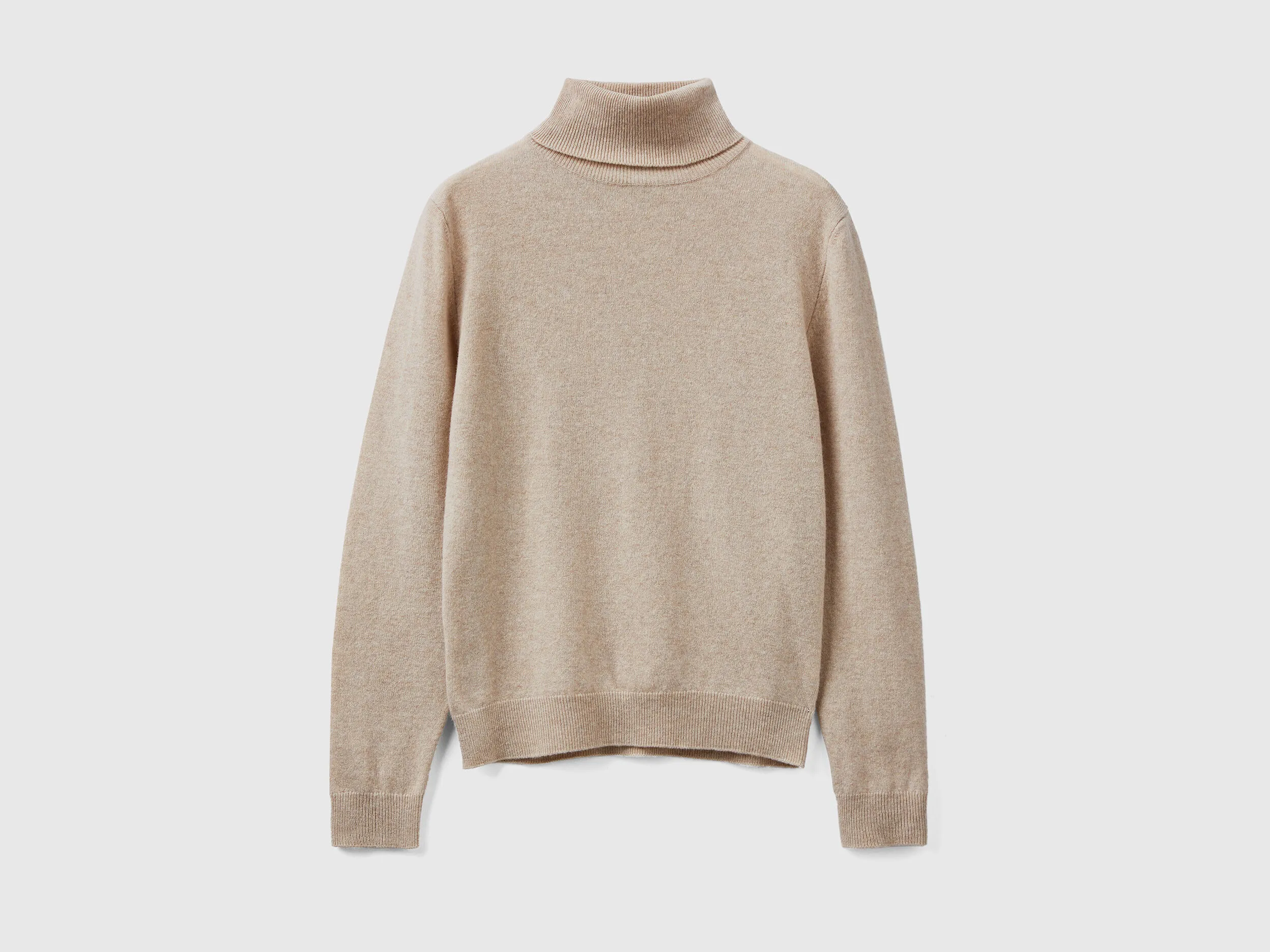 Beige turtleneck sweater in pure Merino wool - Beige | Benetton