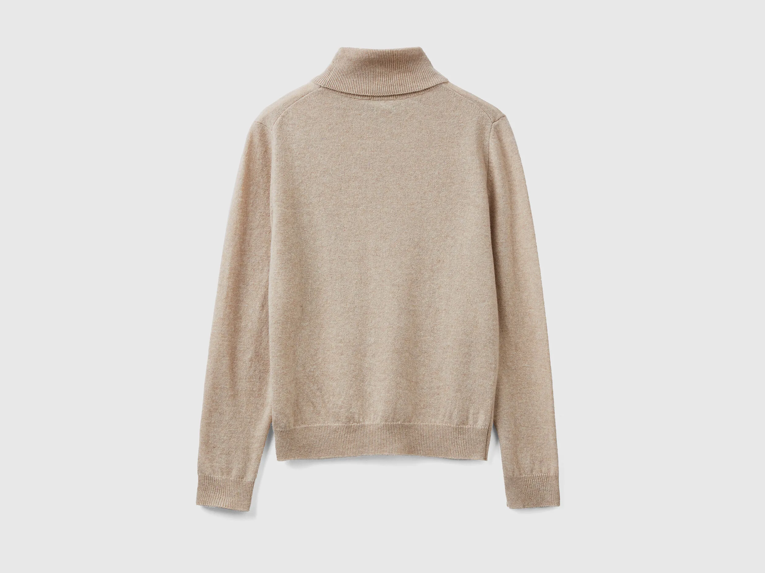 Beige turtleneck sweater in pure Merino wool - Beige | Benetton