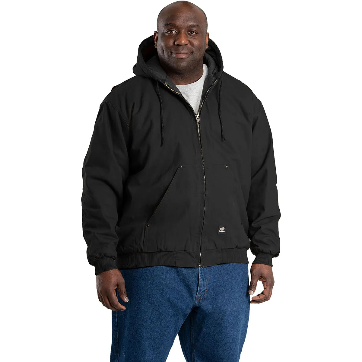 Berne Men's Black Heartland Washed Duck Hooded Jacket