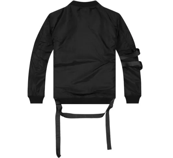 Bomber Jacket for Men with Back Straps - Black