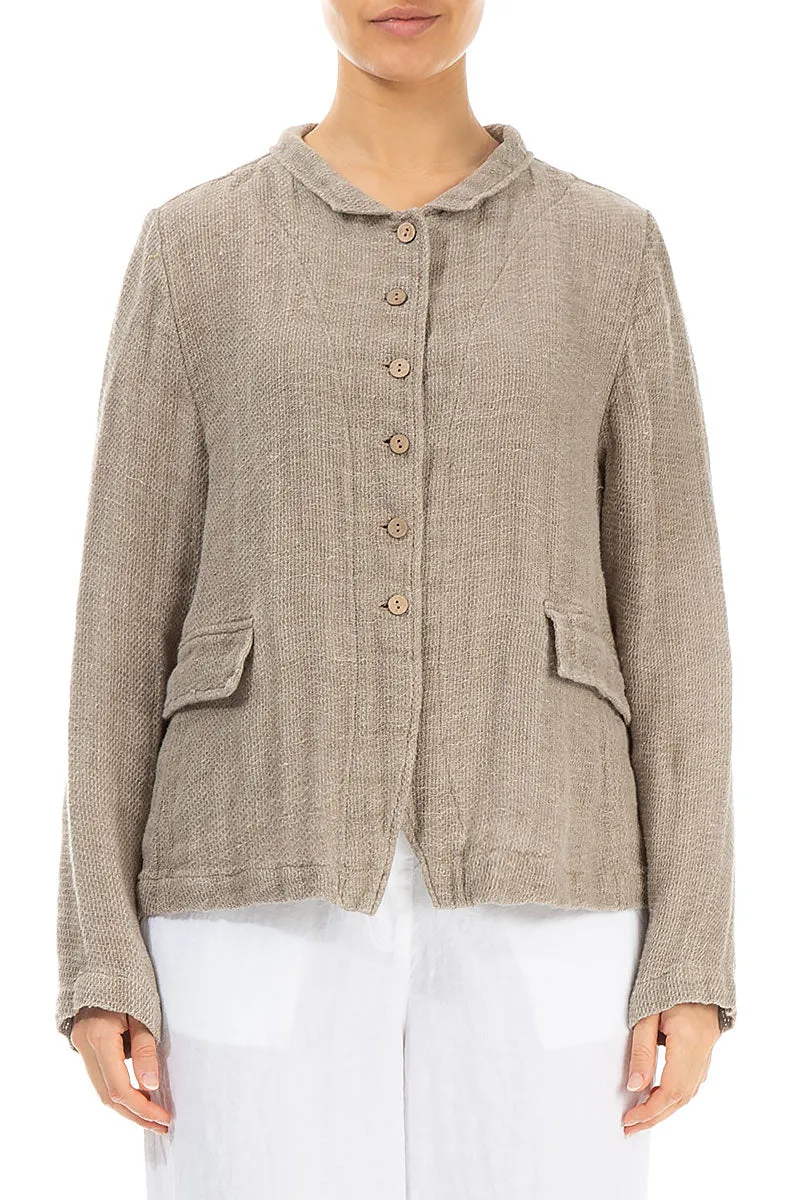 Buttoned Natural Linen Jacket