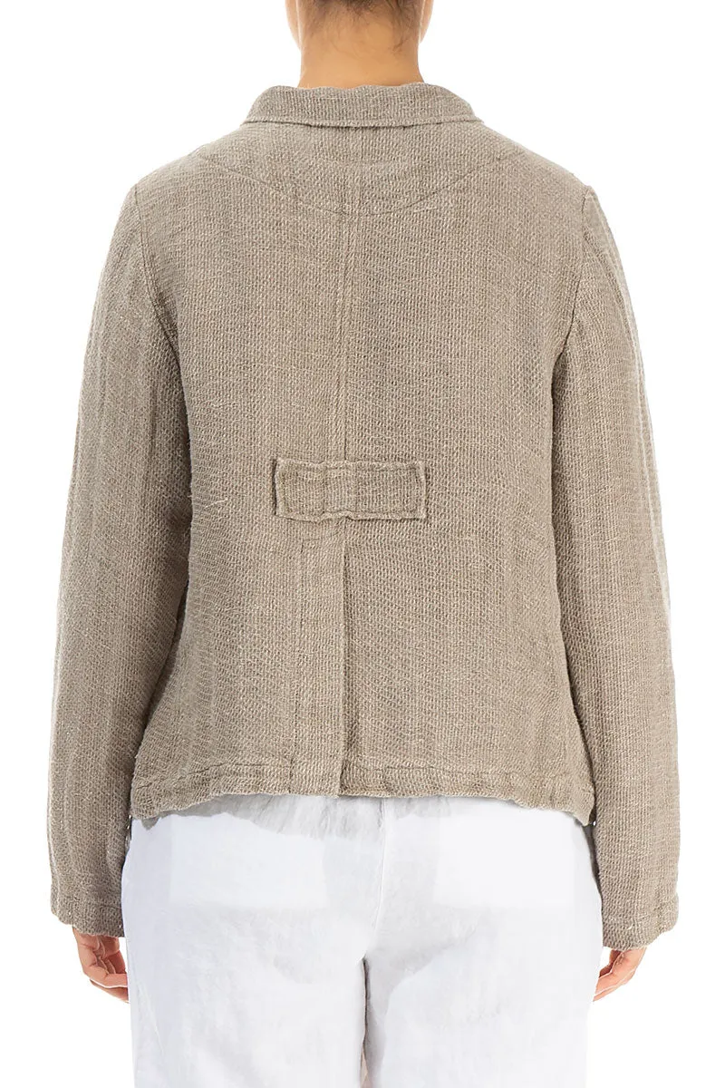 Buttoned Natural Linen Jacket