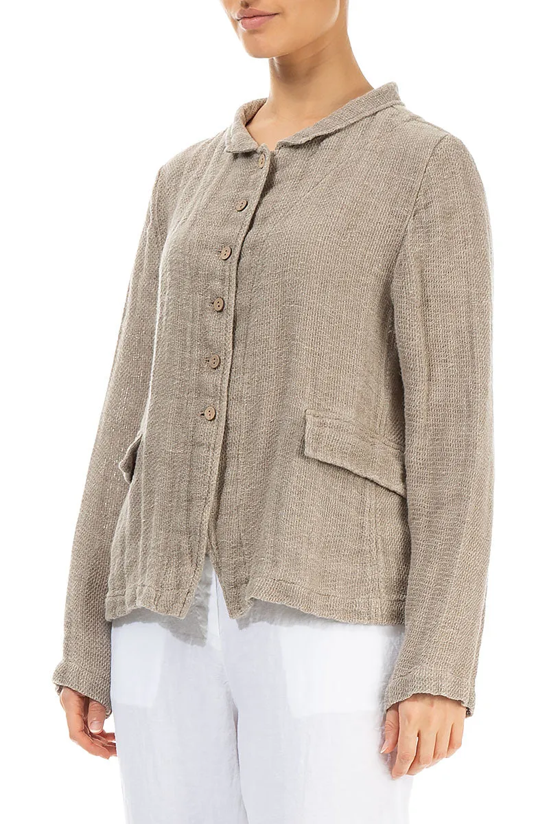 Buttoned Natural Linen Jacket