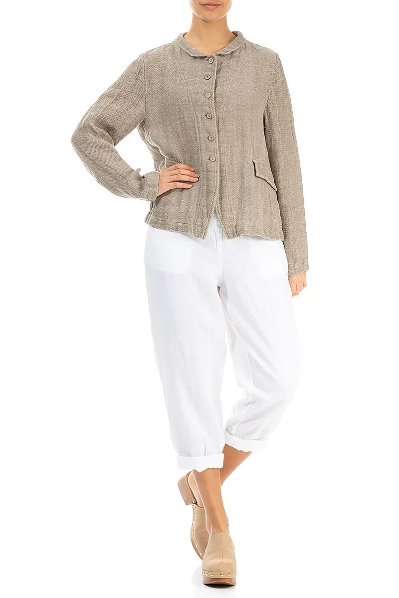 Buttoned Natural Linen Jacket