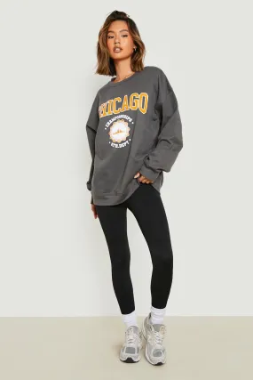 Chicago Varsity Printed Oversized Sweater