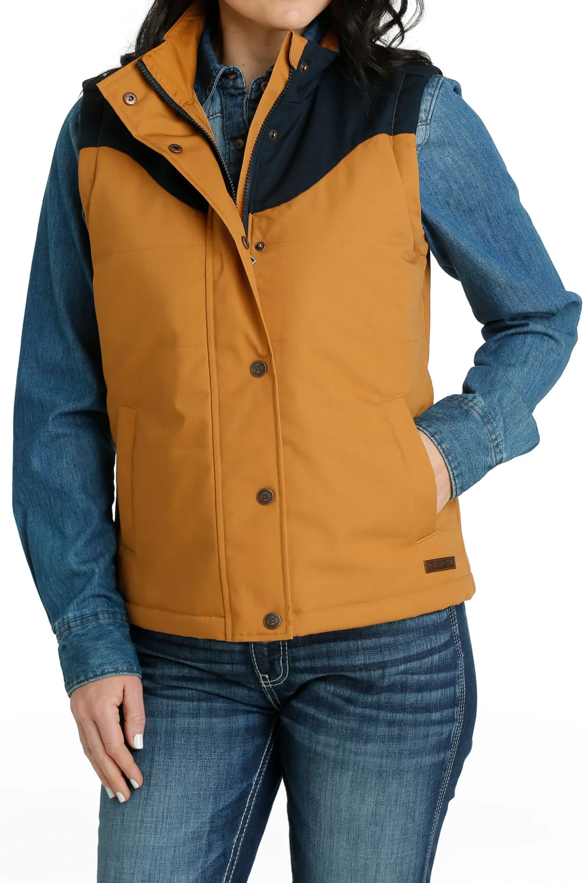 Cinch Womens Brown with Navy Canva Vest