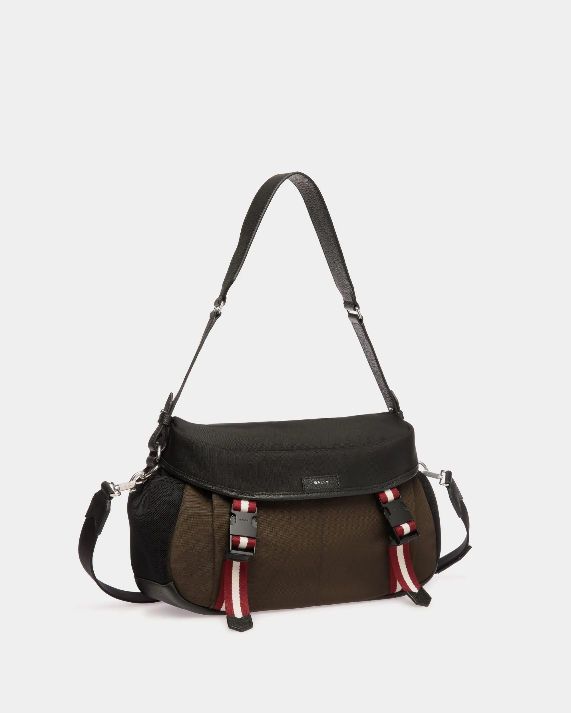 Code Crossbody Bag In Military Green And Black Nylon 