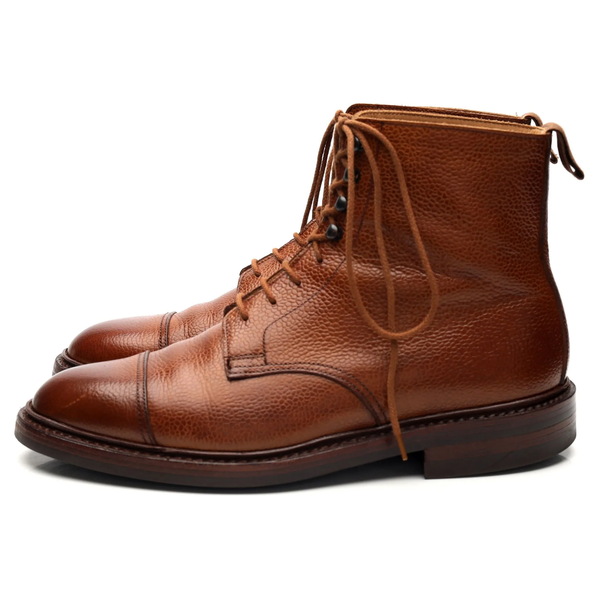 'Coniston' Tan Brown Grain Leather Boots UK 6.5 E