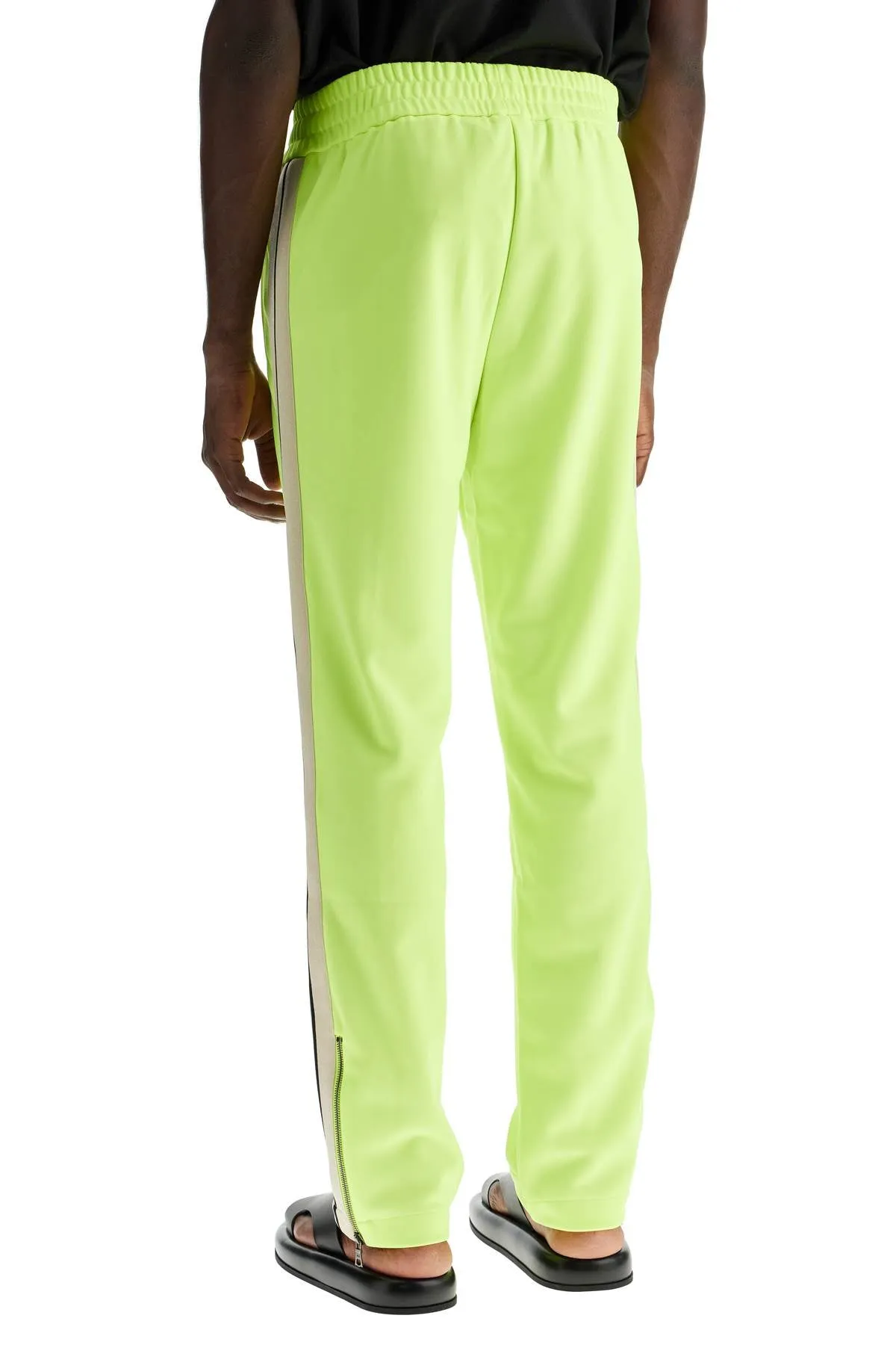 contrast band joggers with track in PMCJ020F24FAB002 YELLOW FLUO  OFF WHITE