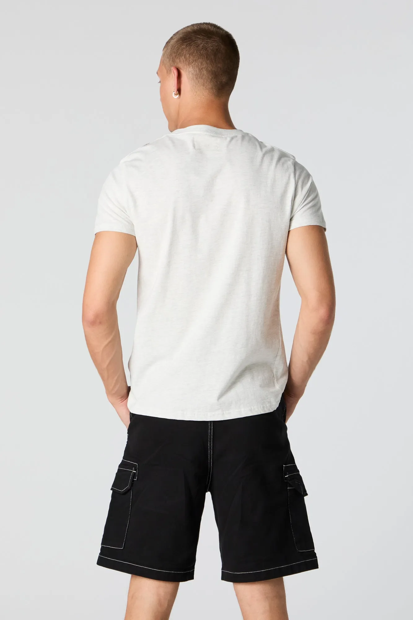 Contrast Stitch Denim Cargo Short