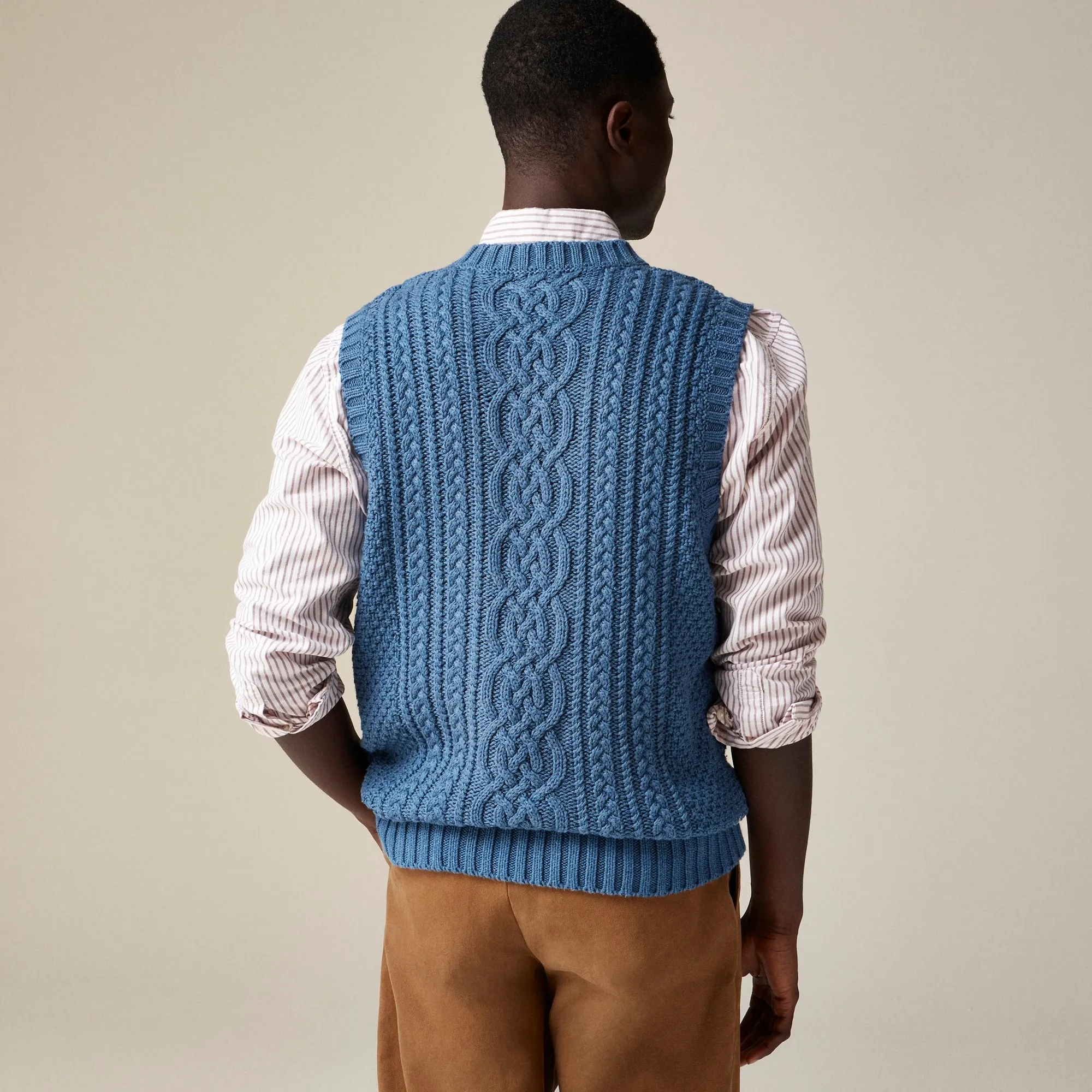 Cotton fisherman cable-knit sweater-vest