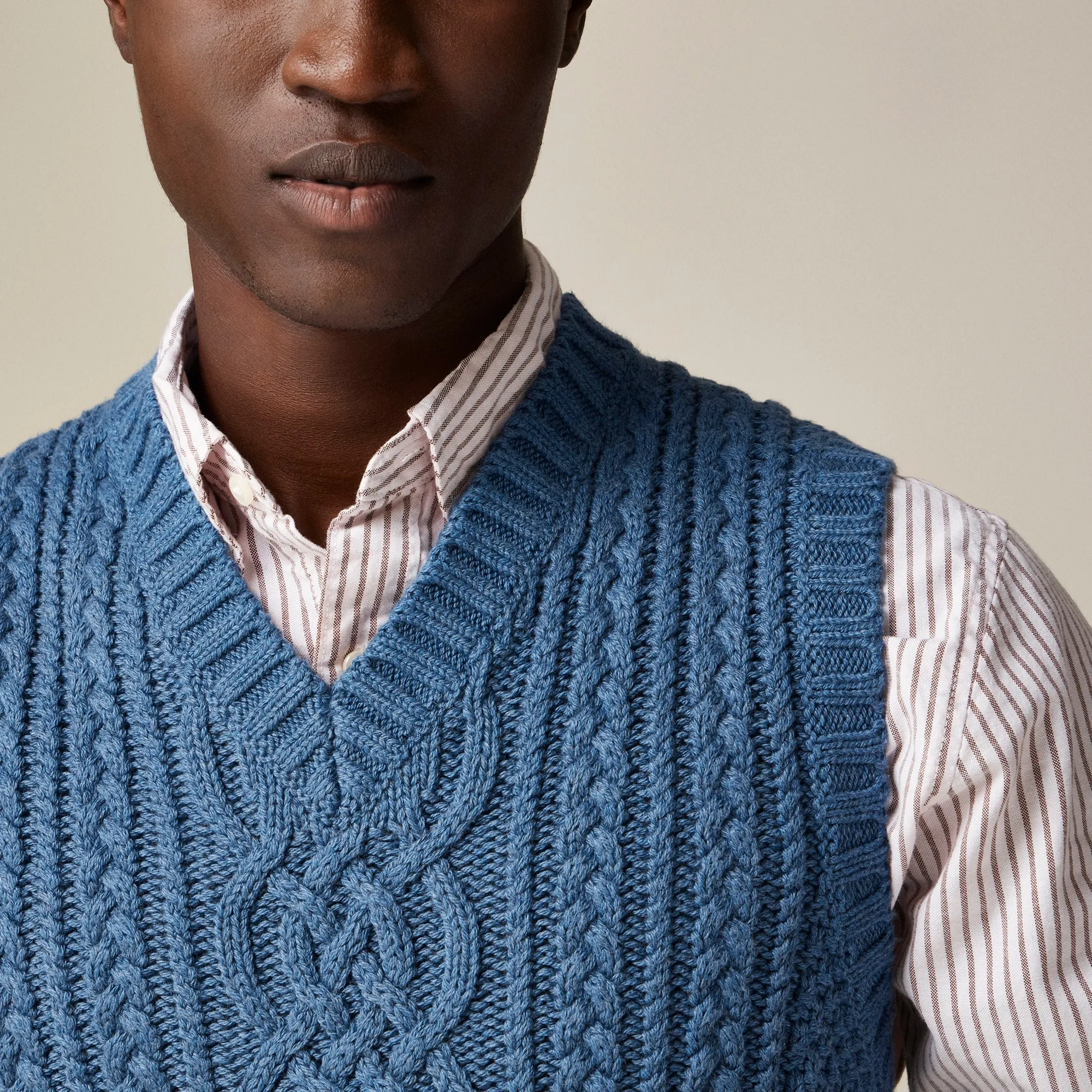 Cotton fisherman cable-knit sweater-vest