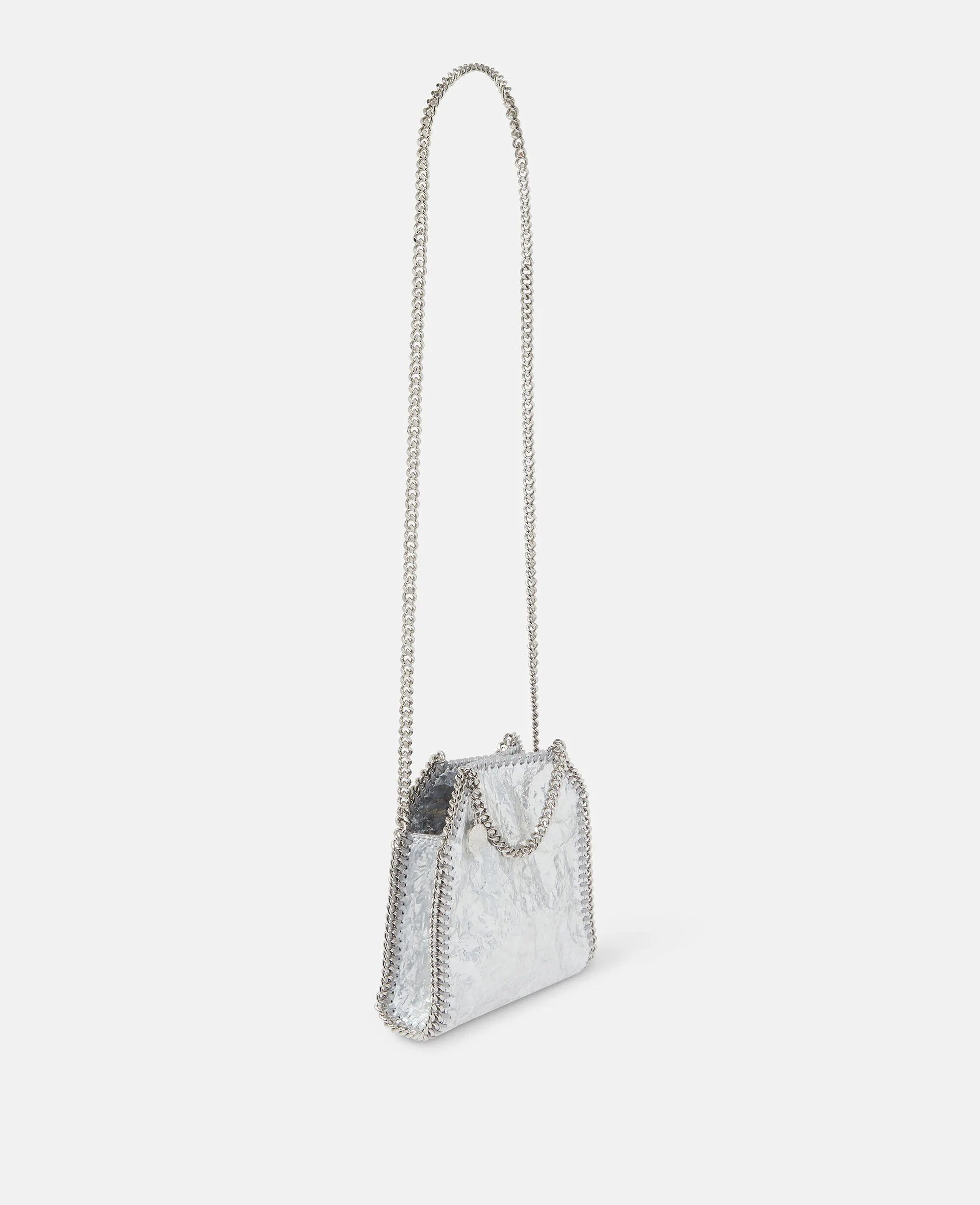 Cracked Metallic Falabella Tiny Tote Bag