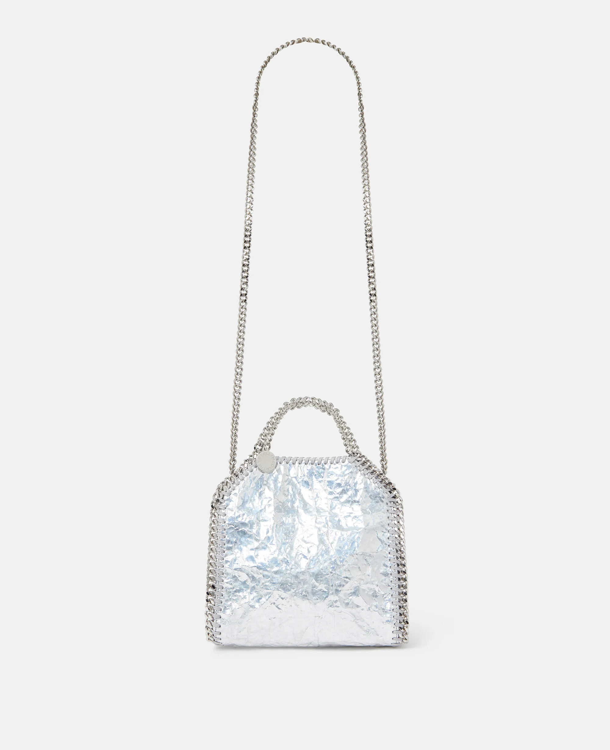 Cracked Metallic Falabella Tiny Tote Bag