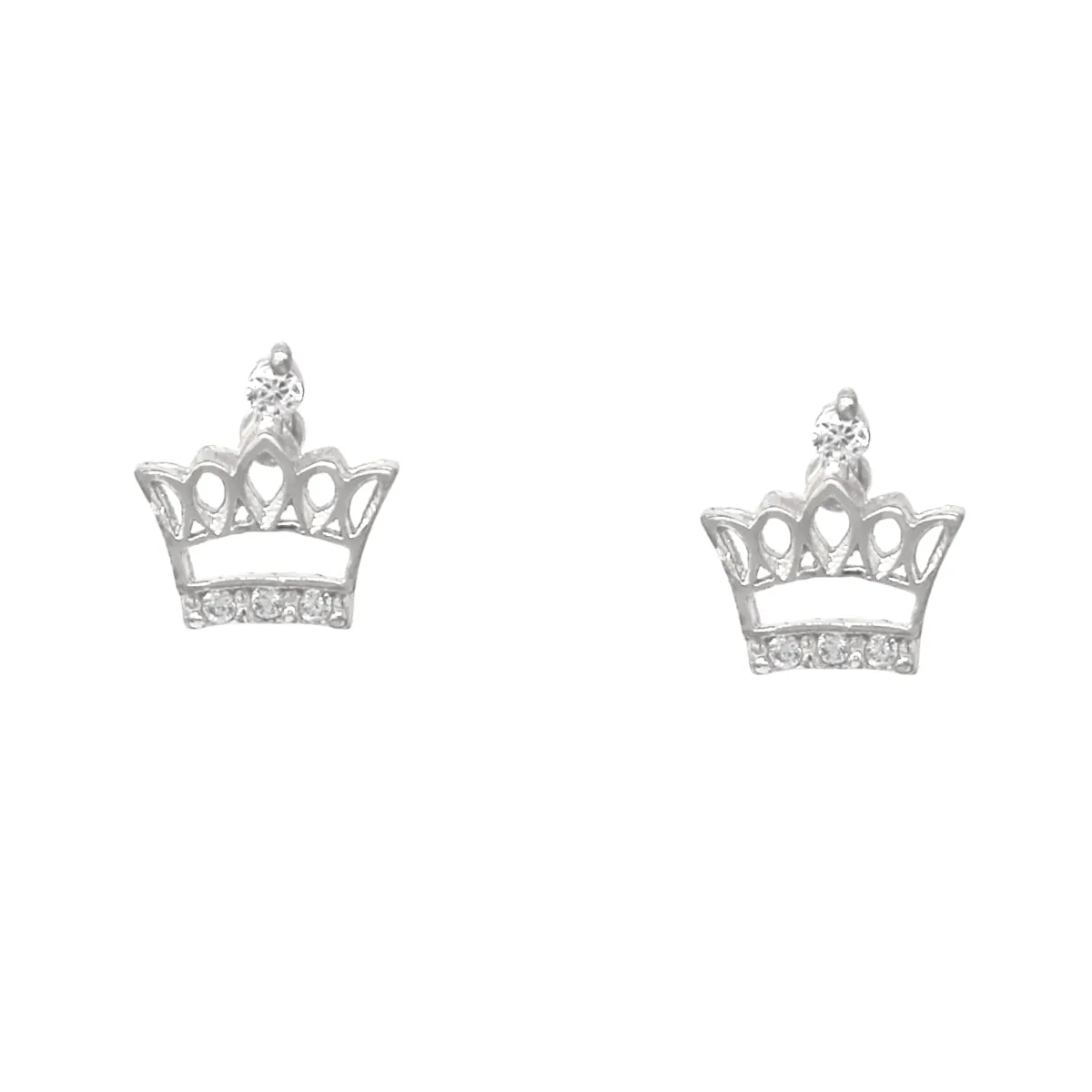 Crown Shape Cubic Zirconia Paved Stud Earrings-Pack of 3