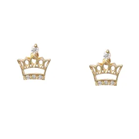 Crown Shape Cubic Zirconia Paved Stud Earrings-Pack of 3