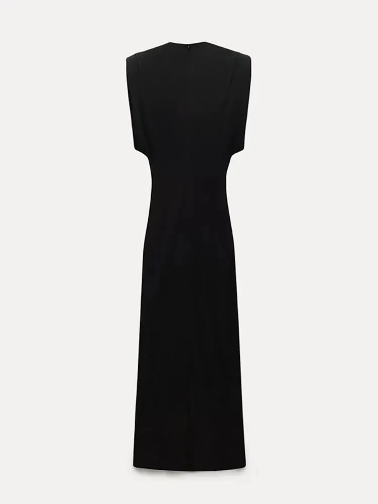 Cut Out Fitted Elegant Halter Sleeveless Bodycon Maxi Dress