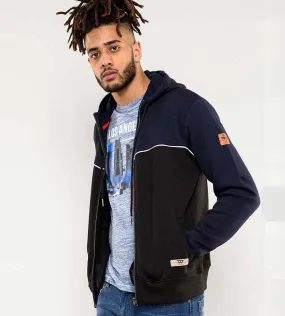 D555 Mens Full Zip Hoodie With Chest & Sleeve Piping Detail (VINCENT)