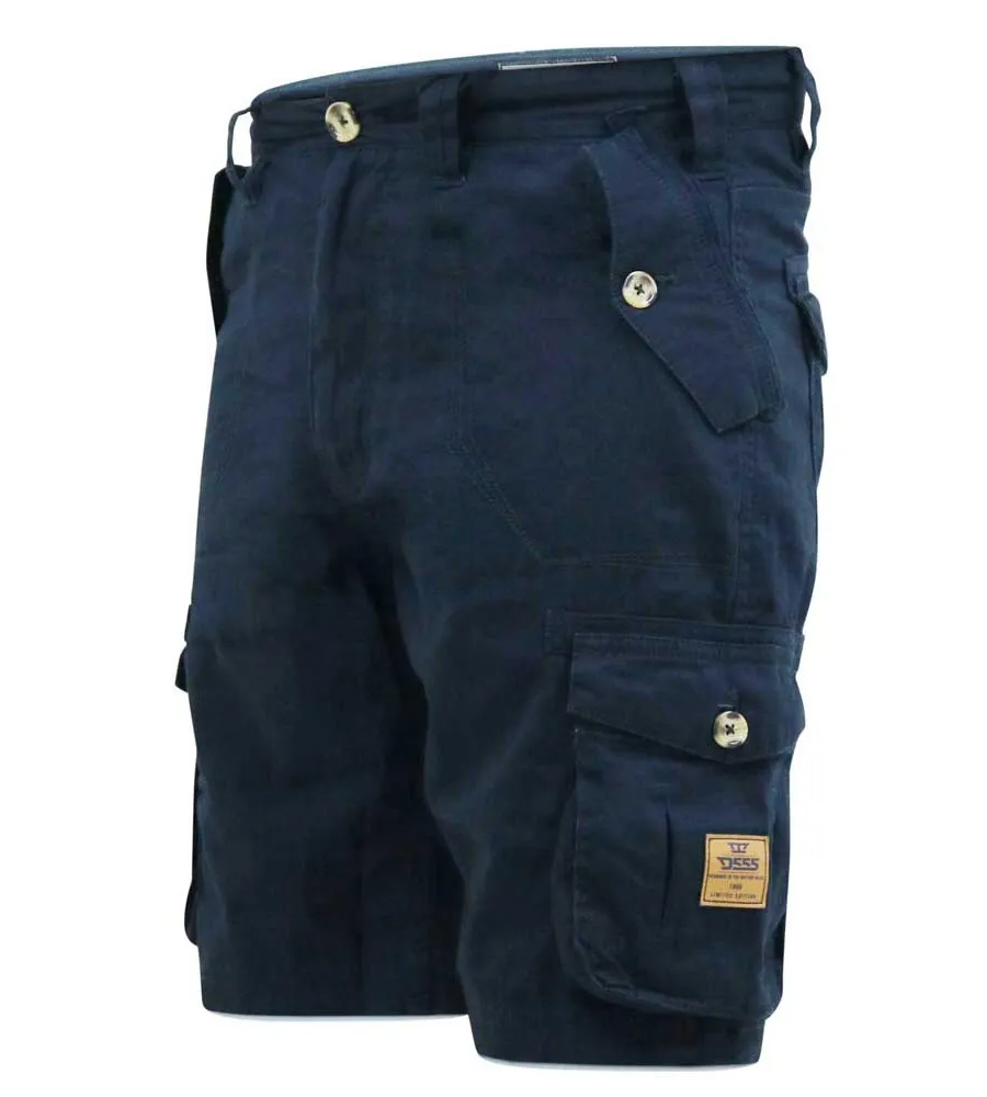 D555 Mens Navy Cotton Cargo Shorts (RODNEY)