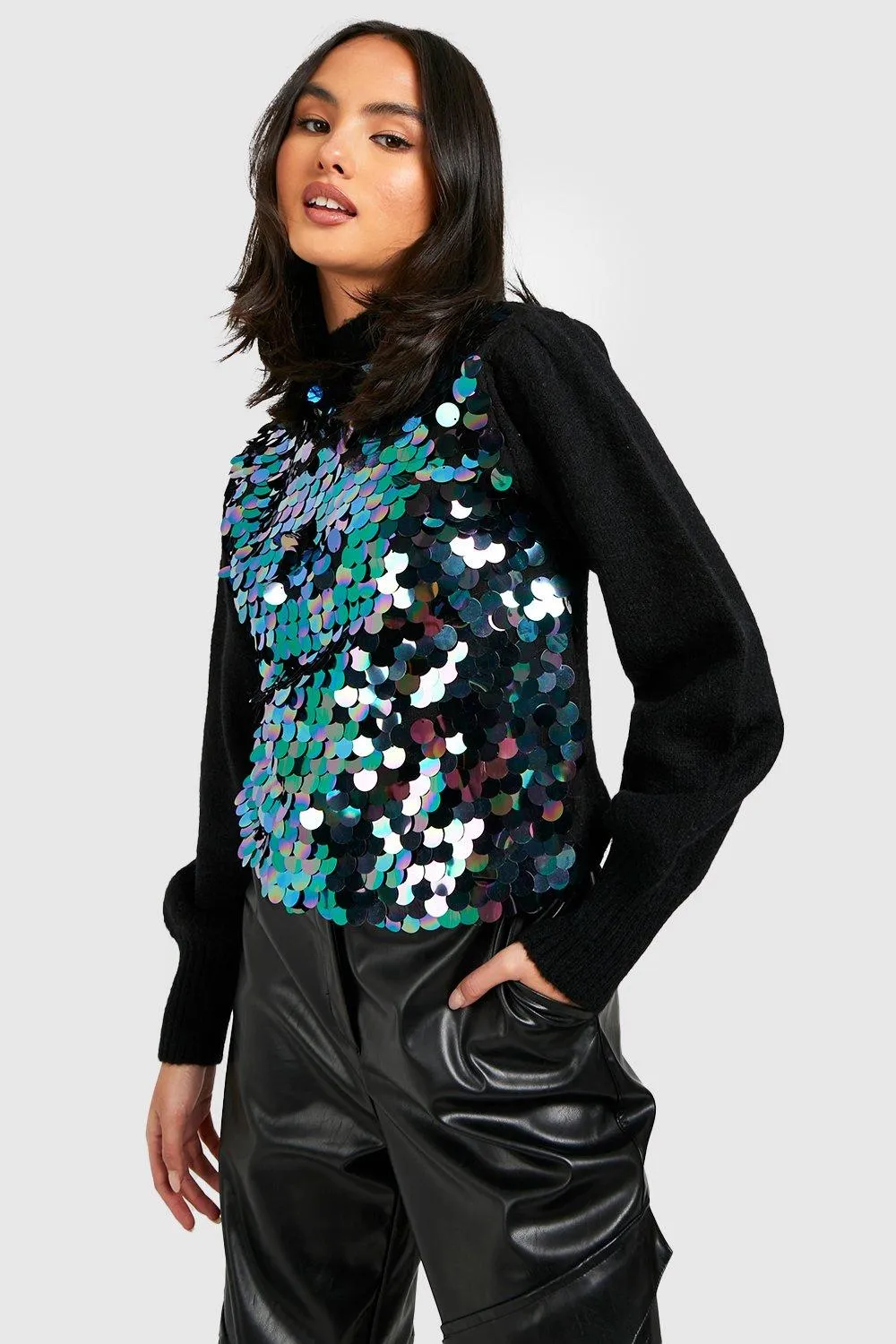 Disc Sequin Knitted Sweater