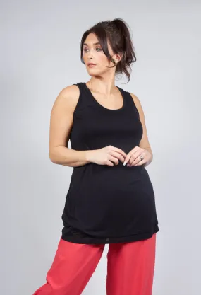 Double Fabric Vest Top in Black