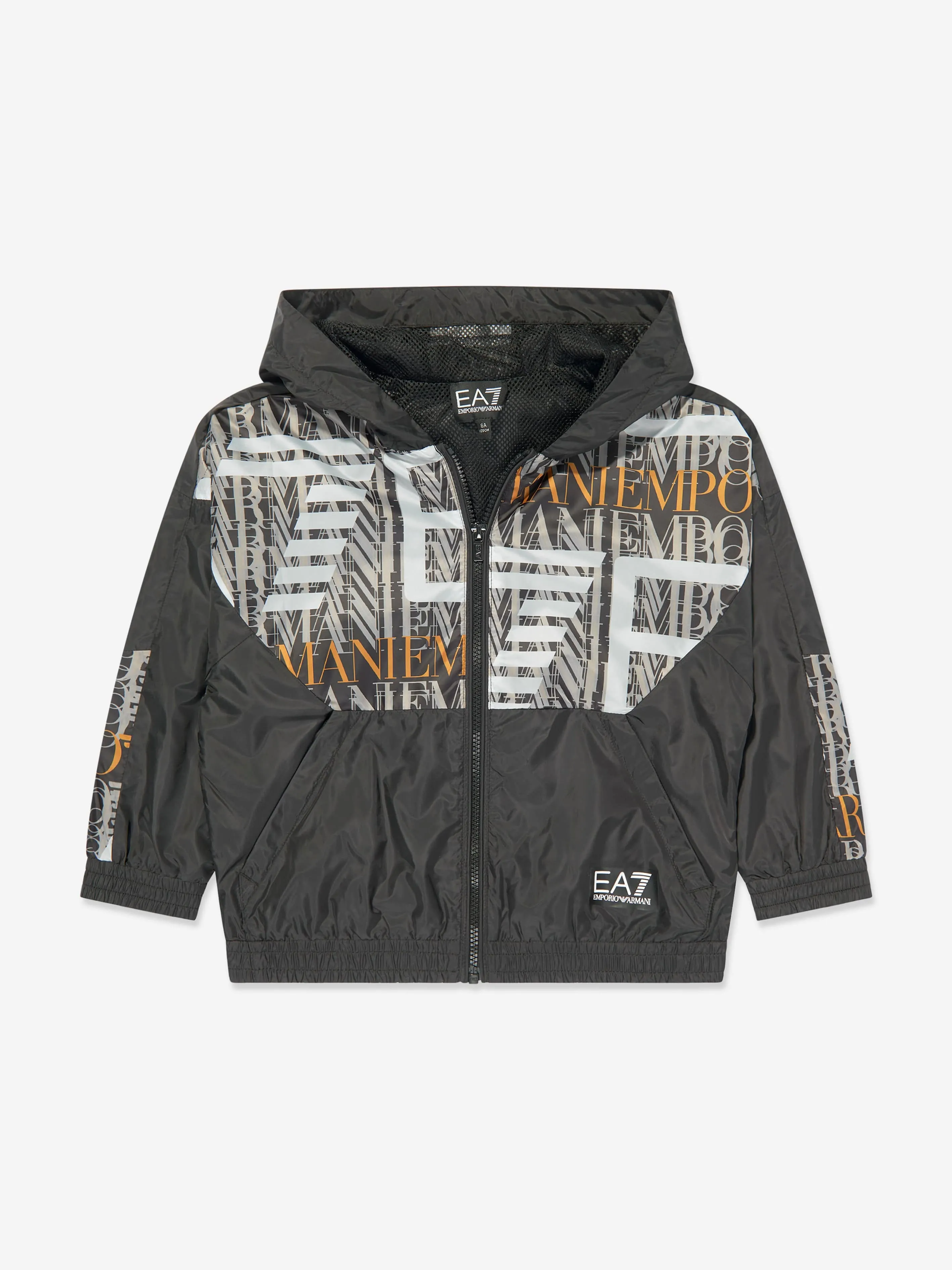 EA7 Emporio Armani Boys Graphic Windbreaker in Black