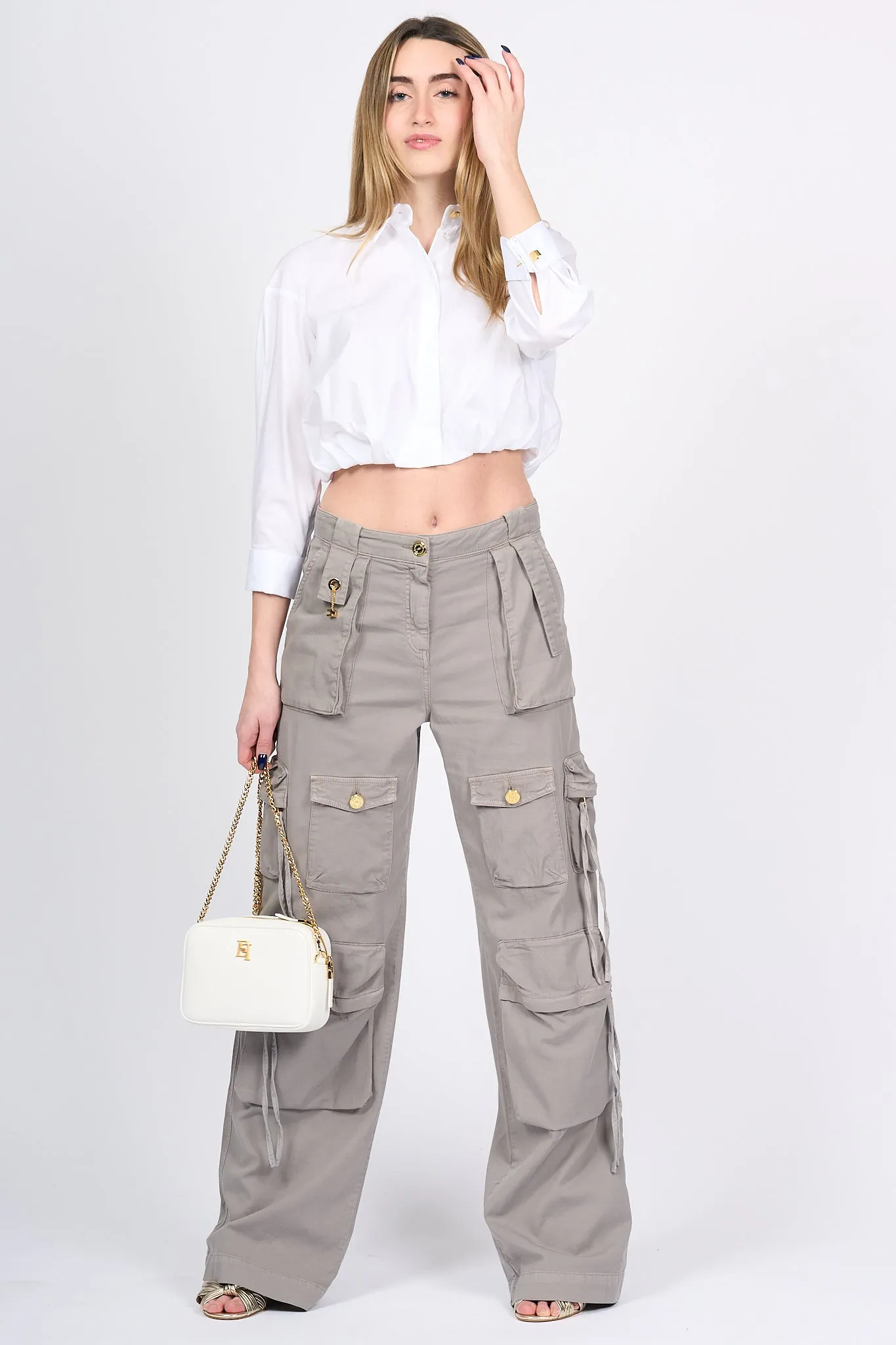 Elisabetta Franchi Pantalone Cargo Piombo Donna