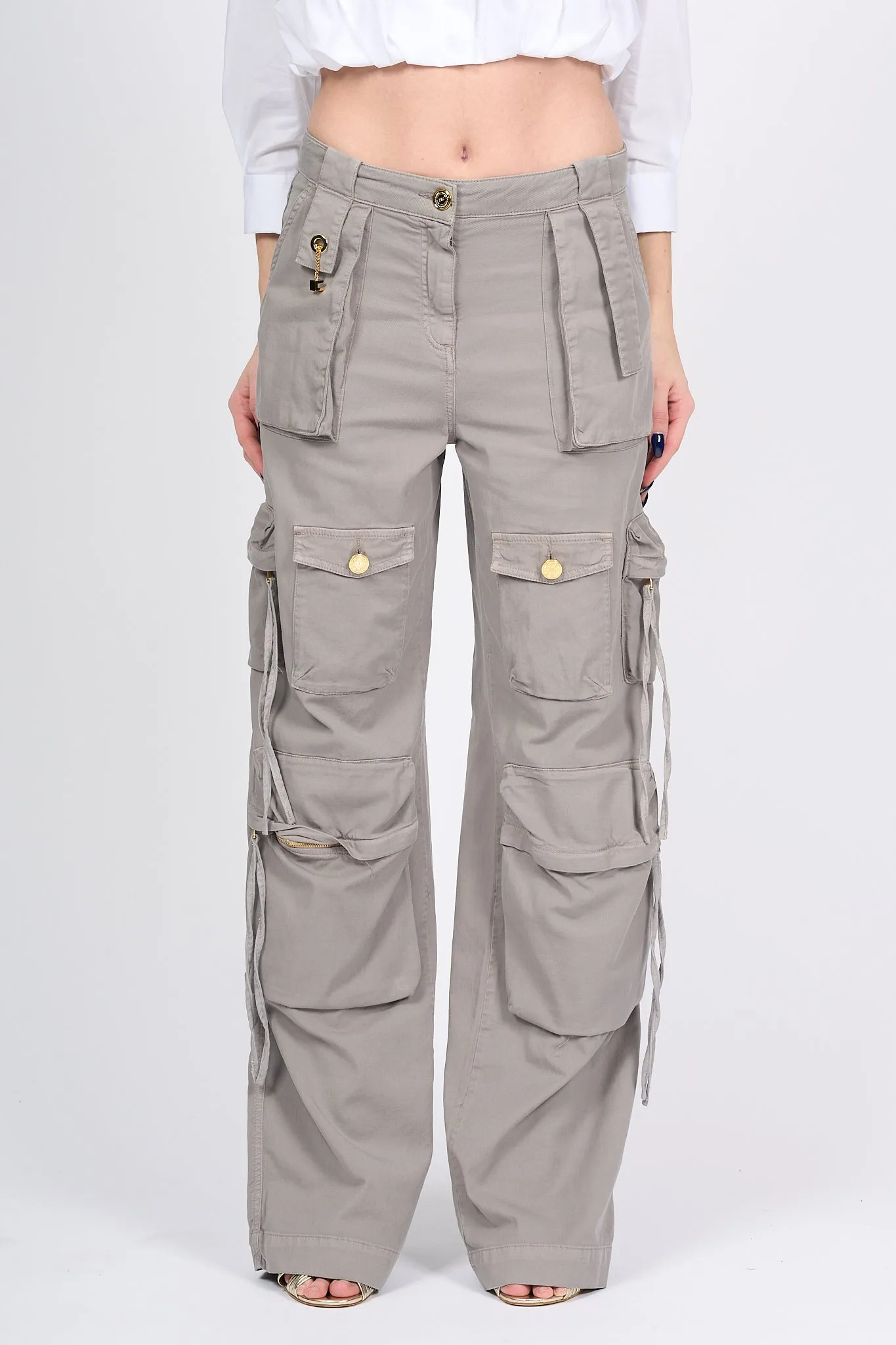 Elisabetta Franchi Pantalone Cargo Piombo Donna