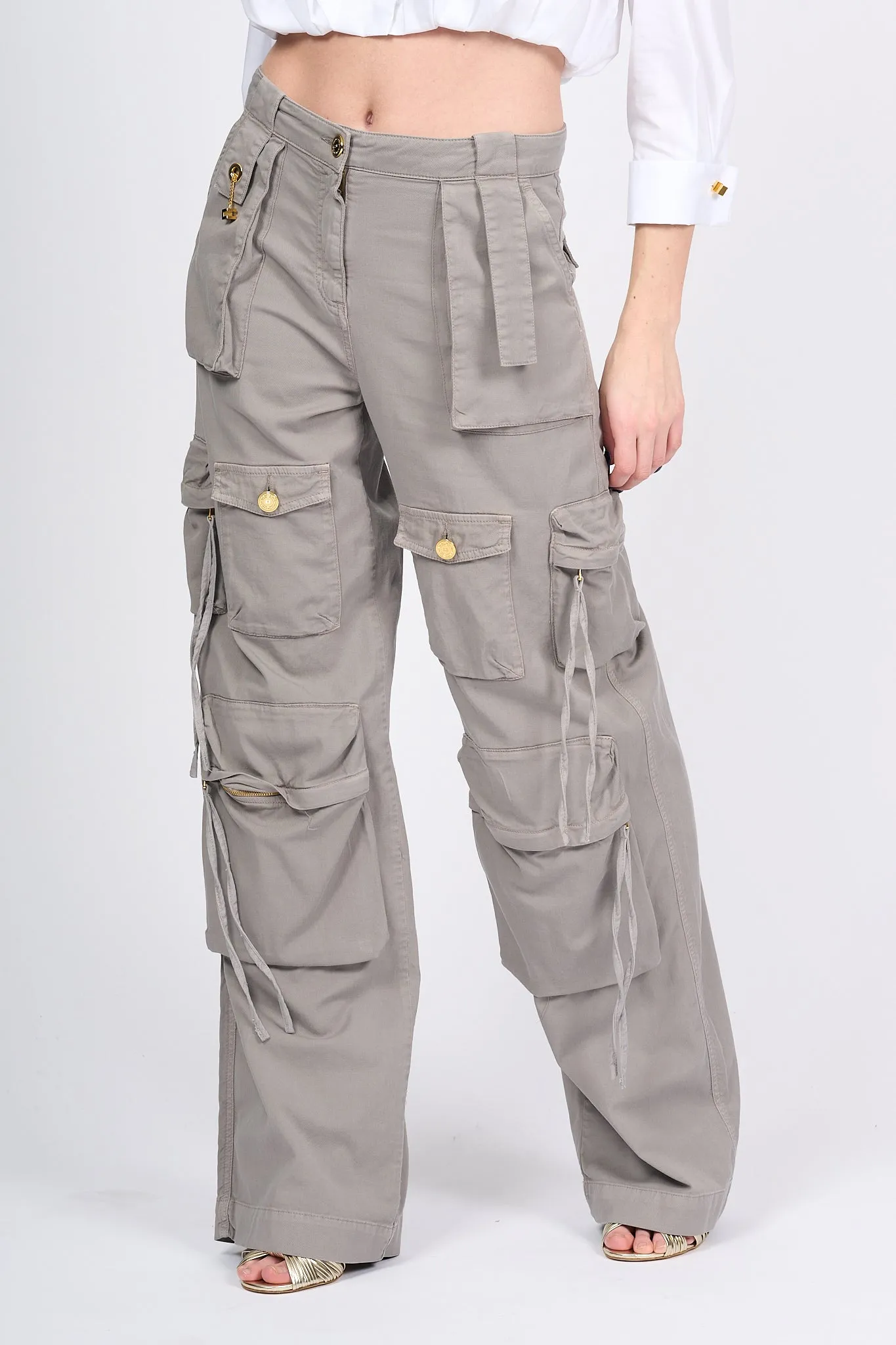 Elisabetta Franchi Pantalone Cargo Piombo Donna