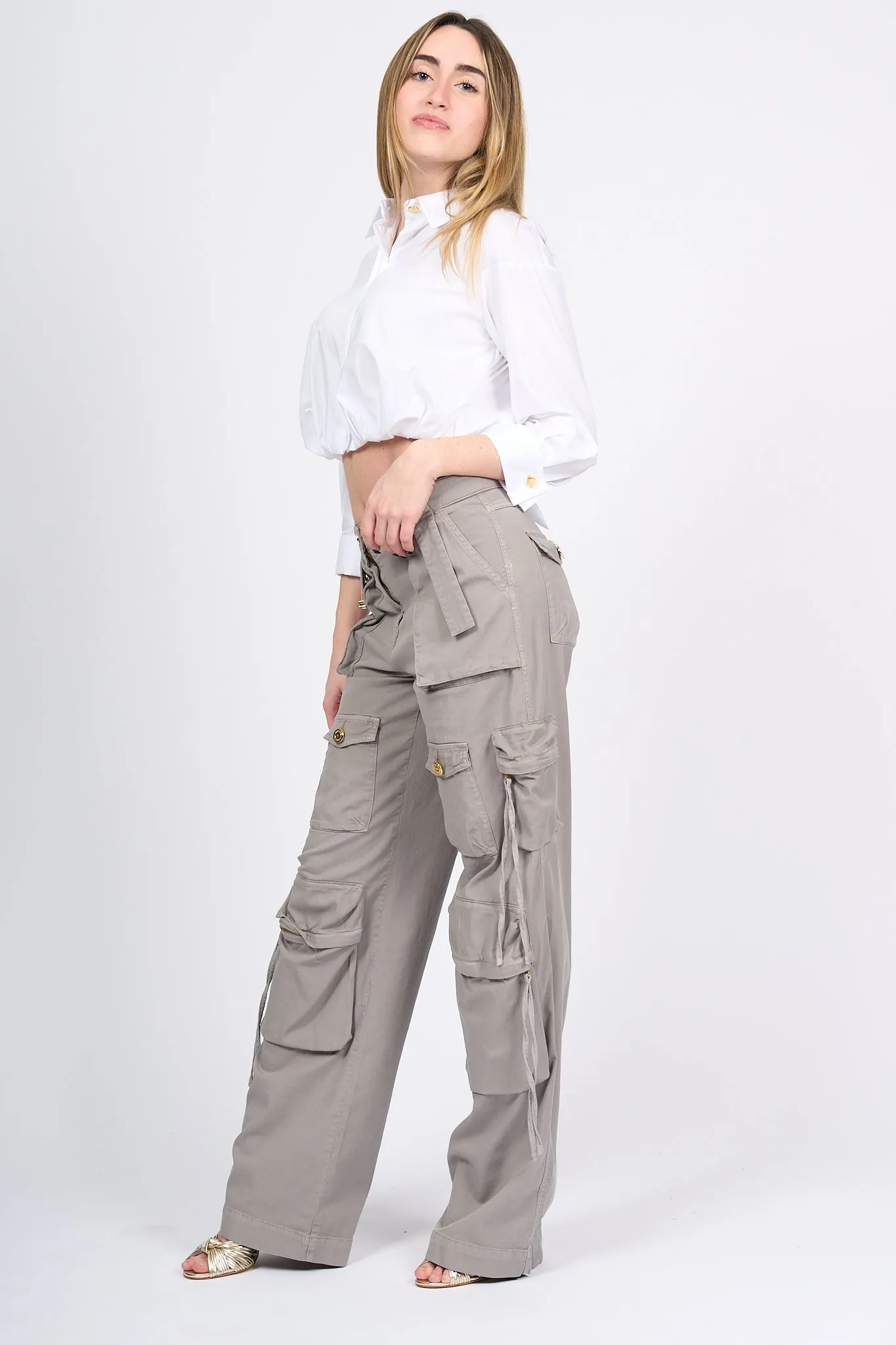 Elisabetta Franchi Pantalone Cargo Piombo Donna