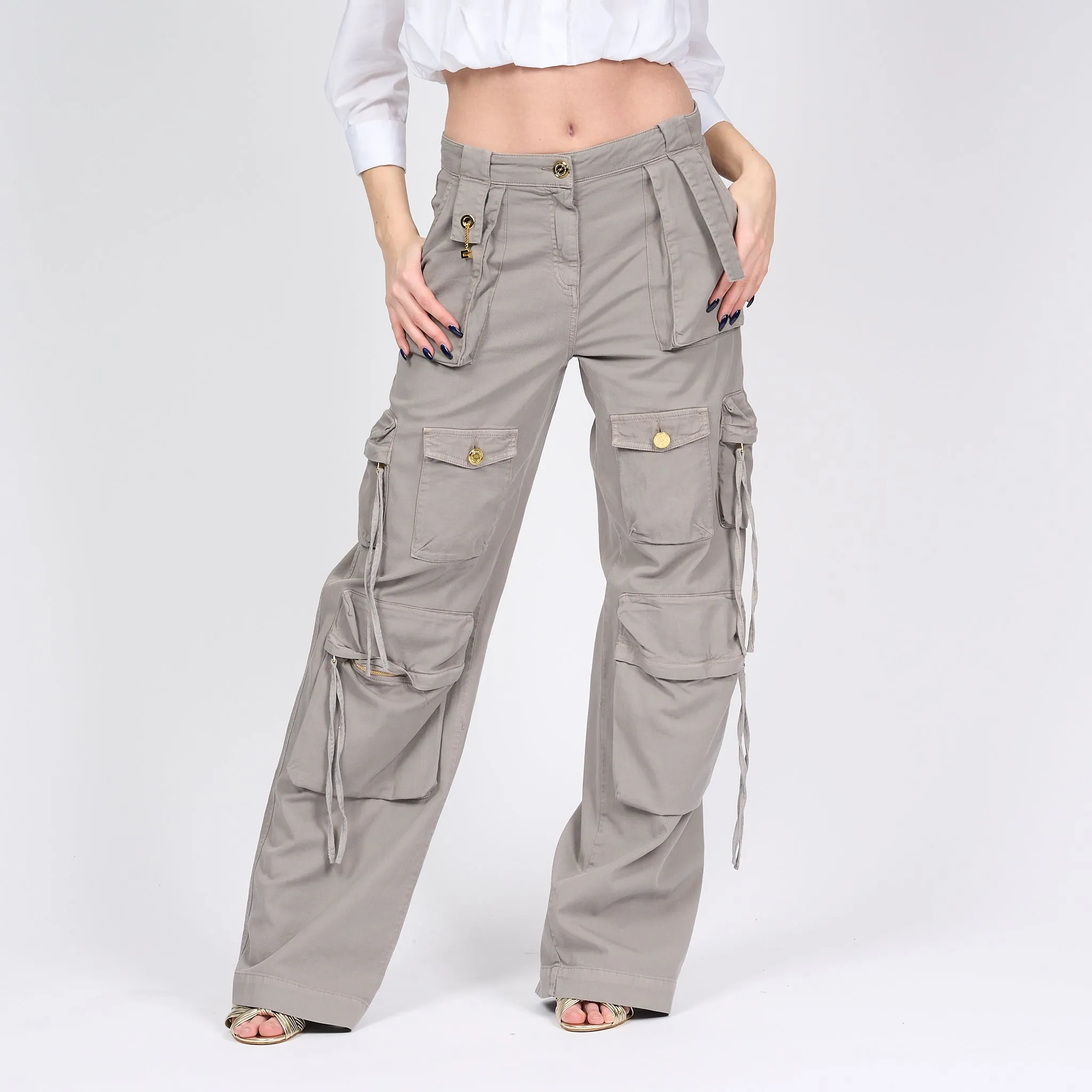 Elisabetta Franchi Pantalone Cargo Piombo Donna