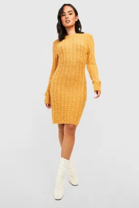 Embellished Knitted Sweater Dress