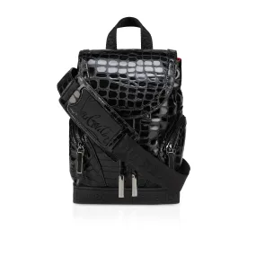 Explorafunk Backpack - Alligator embossed calf leather and mesh - Black