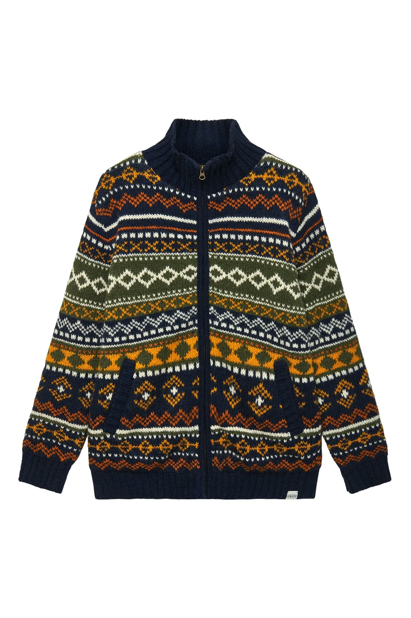 FAIR ISLE - Mens Fleece Lined Wool Jacket Navy