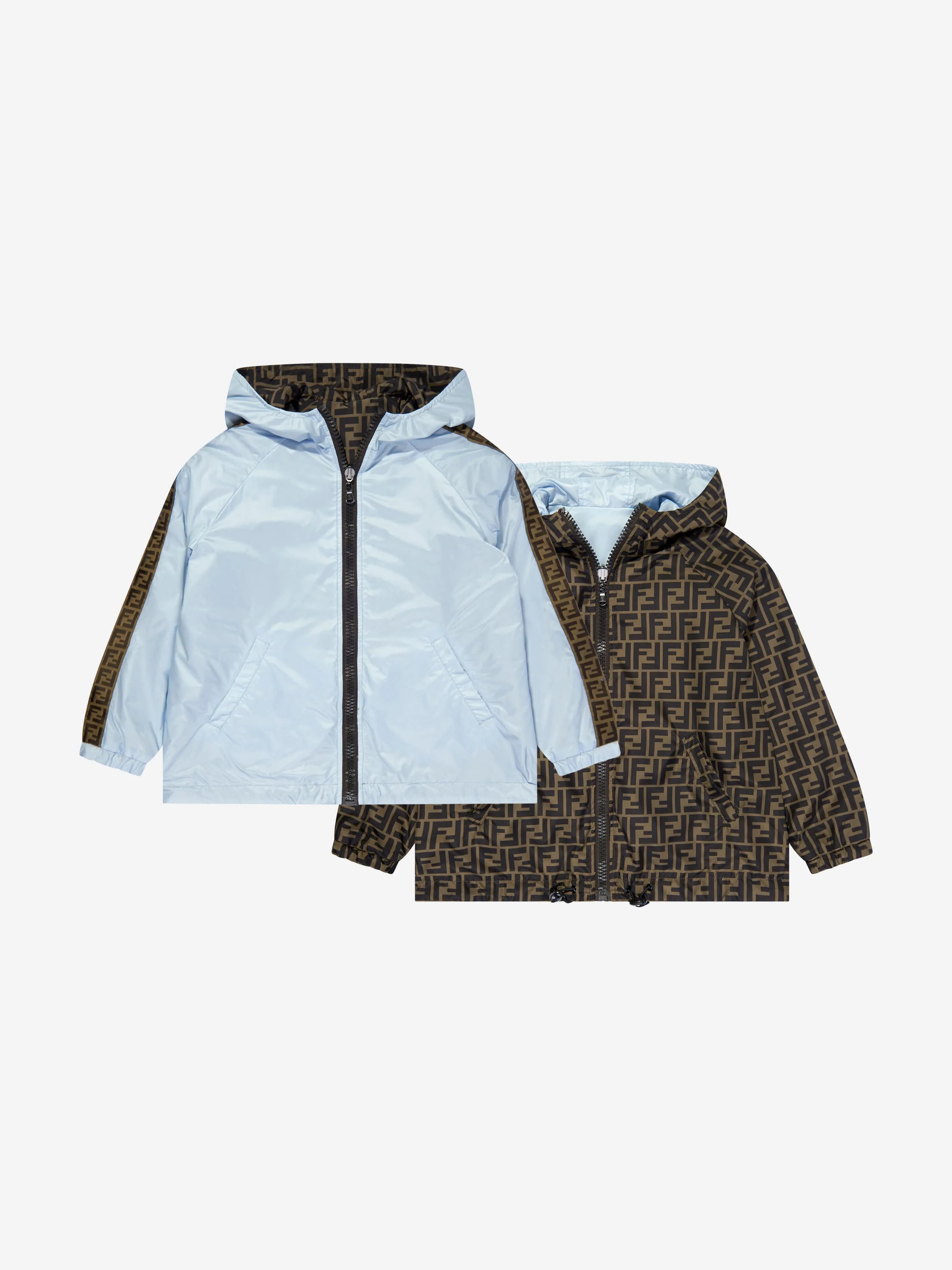 Fendi Kids FF Logo Reversible Windbreaker in Blue